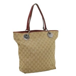 GUCCI GG Canvas Tote Bag Beige Auth ti647